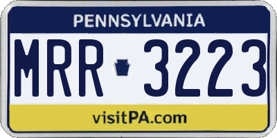 PA license plate MRR3223