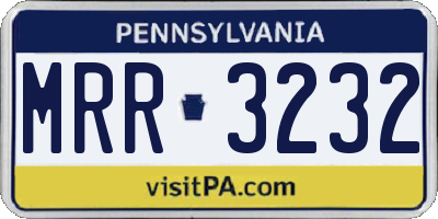 PA license plate MRR3232