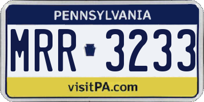 PA license plate MRR3233