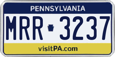 PA license plate MRR3237