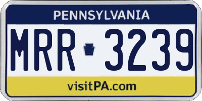 PA license plate MRR3239