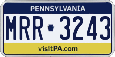 PA license plate MRR3243