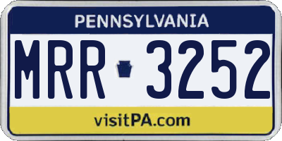 PA license plate MRR3252