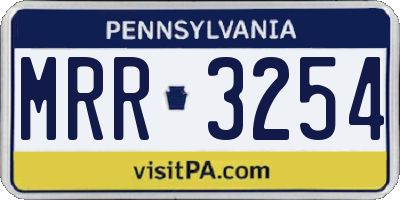 PA license plate MRR3254