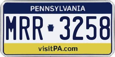 PA license plate MRR3258