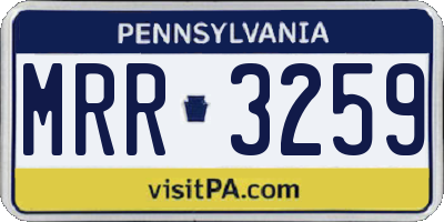 PA license plate MRR3259