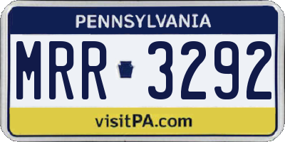 PA license plate MRR3292