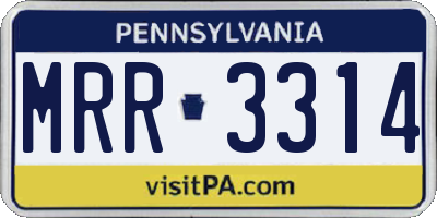PA license plate MRR3314