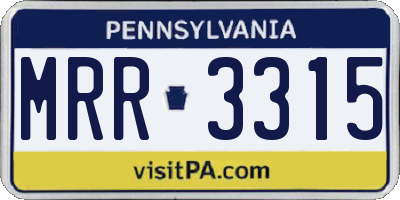 PA license plate MRR3315