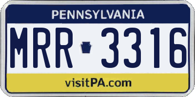 PA license plate MRR3316