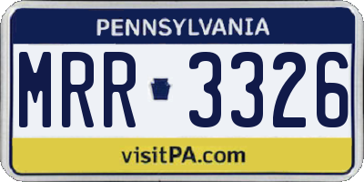 PA license plate MRR3326