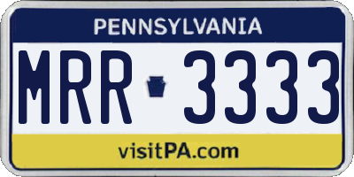 PA license plate MRR3333