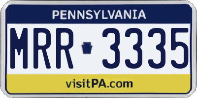PA license plate MRR3335