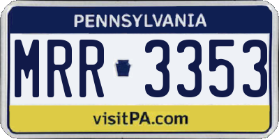 PA license plate MRR3353