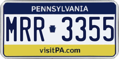 PA license plate MRR3355