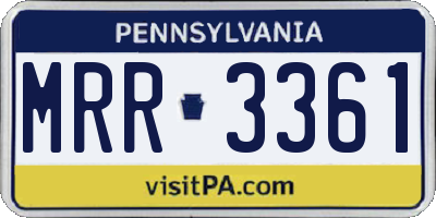PA license plate MRR3361