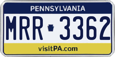 PA license plate MRR3362