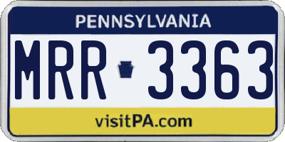 PA license plate MRR3363