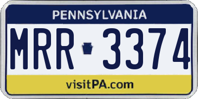PA license plate MRR3374