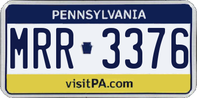 PA license plate MRR3376