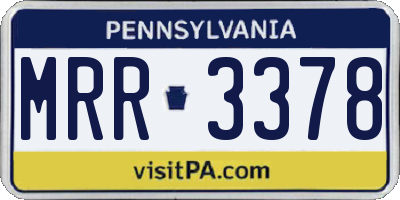PA license plate MRR3378