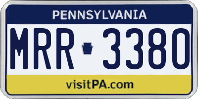 PA license plate MRR3380