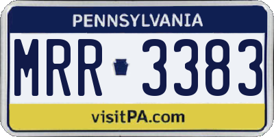 PA license plate MRR3383