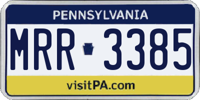 PA license plate MRR3385