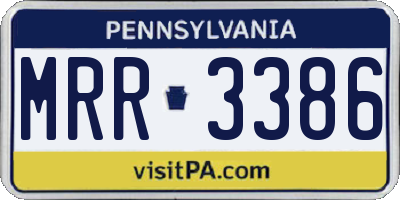 PA license plate MRR3386