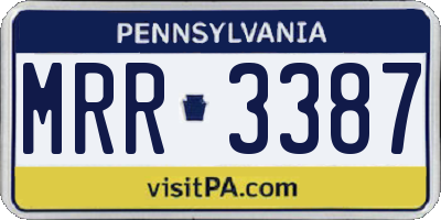 PA license plate MRR3387