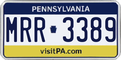 PA license plate MRR3389
