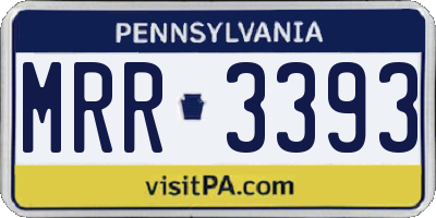PA license plate MRR3393