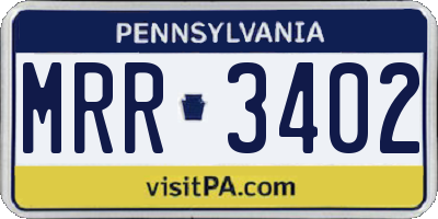 PA license plate MRR3402