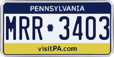 PA license plate MRR3403