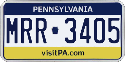 PA license plate MRR3405