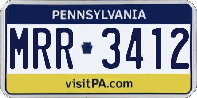 PA license plate MRR3412