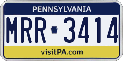 PA license plate MRR3414