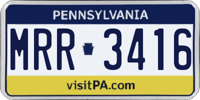 PA license plate MRR3416