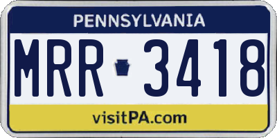 PA license plate MRR3418