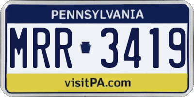 PA license plate MRR3419
