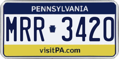 PA license plate MRR3420