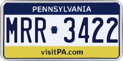 PA license plate MRR3422