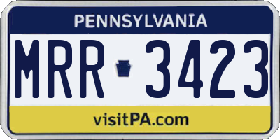 PA license plate MRR3423