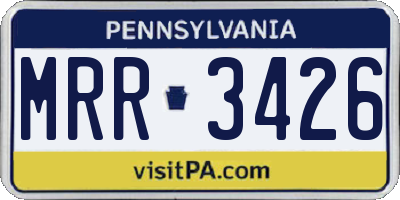 PA license plate MRR3426