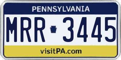 PA license plate MRR3445