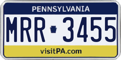 PA license plate MRR3455