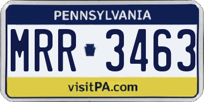 PA license plate MRR3463