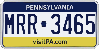PA license plate MRR3465