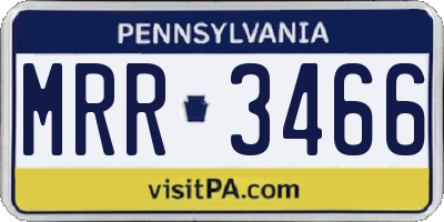 PA license plate MRR3466