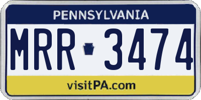 PA license plate MRR3474